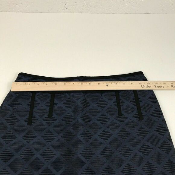 Ann Taylor Womens Jacquard Pencil Skirt Blue Black Print Back Zip Lined Size 8 - Picture 6 of 12